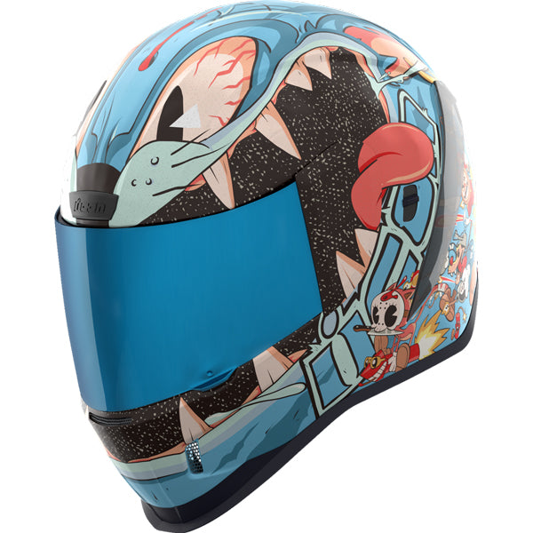 Professional studio photo of Icon - Airform 9Lives Helmet; showing helmet shell shape, vent layout, and exterior finish; SKU 0101173; Colors: Blue