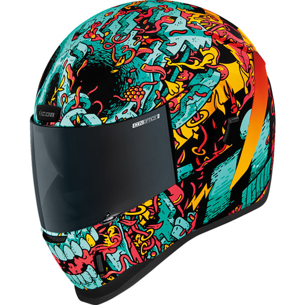Studio photo on a white background of Icon - Airform Munchies Helmet; showing helmet shell shape, vent layout, and exterior finish; SKU 010116967