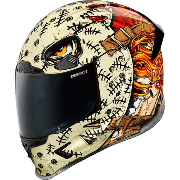 Clean studio shot of Icon - Airframe Pro Topshelf Helmet; showing helmet shell shape, vent layout, and exterior finish; SKU 0101150; Colors: Red