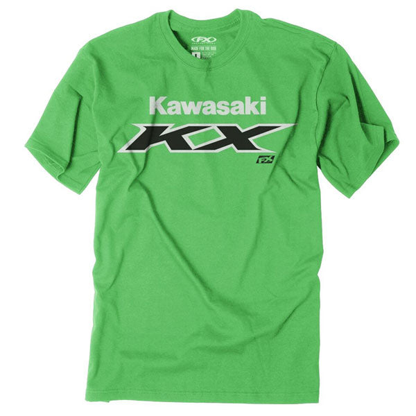 Professional studio photo of Factory Effex Kawasaki KX T-Shirt (Youth); showing tee fit, printed graphics, and crew neckline; SKU 23-831; Sizes: GREEN