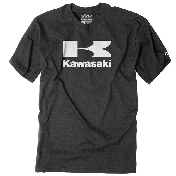 Professional studio photo of Factory Effex Kawasaki Flying K T-Shirt; showing tee fit, printed graphics, and crew neckline; SKU 22-871