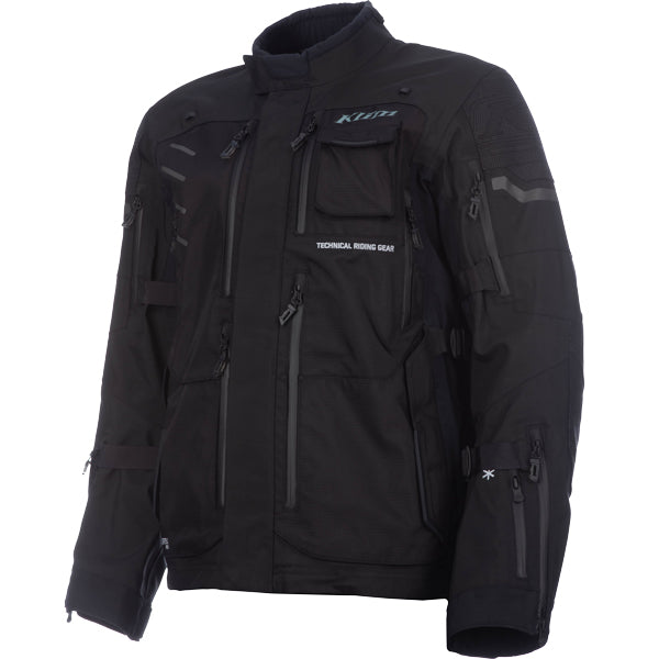 Clean studio shot of Klim Badlands Pro Jacket; showing outer material, seams, and closures; SKU 4052-004-110-000