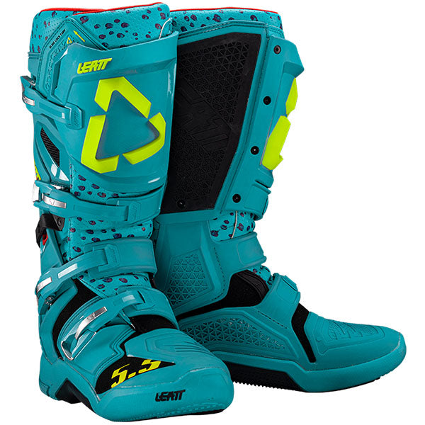 Product photo showing Leatt, 5.5 FlexLock Boots in Cheetah, Colors: Cheetah, Orange, Sizes: 7-13, SKU: 3025400165