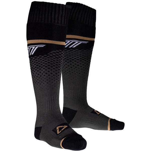 Product photo showing Leatt, Moto Socks, Colors: Flame, Forge, Ice, Stealth, Sizes: LG/XL, SM/MD