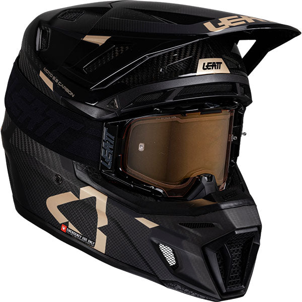 Detailed product image of Leatt, Moto 9.5 Carbon V25 Helmet Kit in Carbon/White, Colors: Carbon, Carbon/White, Sizes: 2-2, SKU: 1025100124
