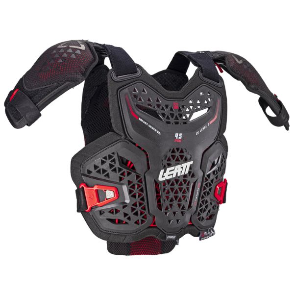 Product photo showing Leatt, 4.5 Hybrid Pro Chest Protector (Youth) in Black, Sizes: Y-L/XL, Y-S/M, SKU: 5026011860