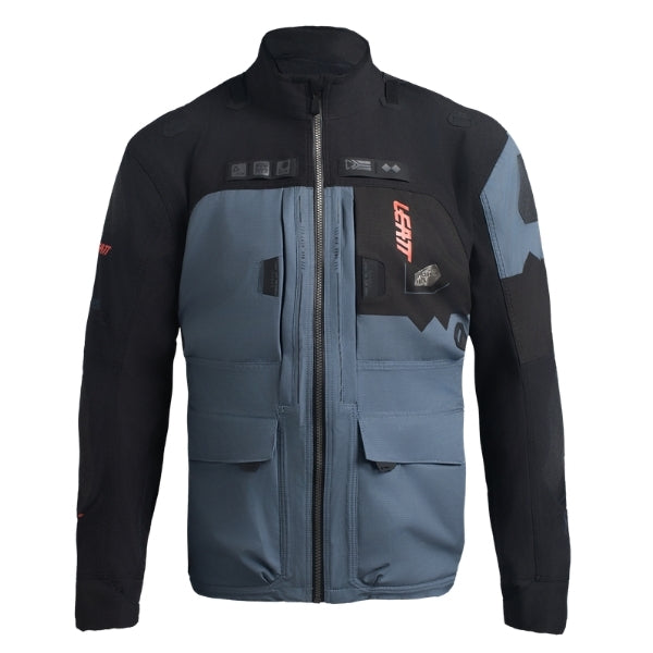 Leatt Moto 6.5 HydraDri Jacket in Grey, front view showing the chest pockets, sleeves, and full zipper