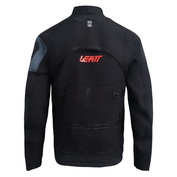 Leatt Moto 6.5 HydraDri Jacket in Grey, rear view showing the back panel and lower storage pocket