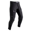 Leatt Moto 6.5 HydraDri Pants in Tactic Black, front view showing the waist, thigh, and knee panels
