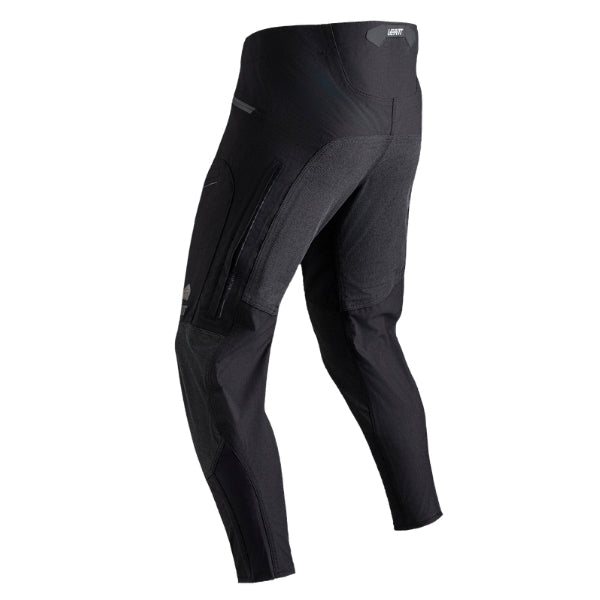 Leatt Moto 6.5 HydraDri Pants in Tactic Black, rear view showing the seat, knee, and lower-leg panels