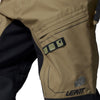 Leatt Moto 6.5 HydraDri Pants in Tactic Khaki Brown, close-up of the thigh pocket, logo, and waterproof material