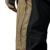 Leatt Moto 6.5 HydraDri Pants in Tactic Khaki Brown, close-up of the side-leg zipper and stretch panel