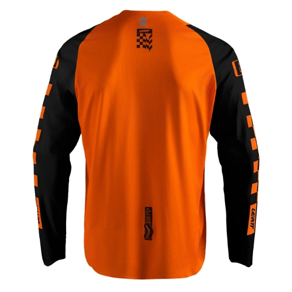 Leatt Moto 4.5 Enduro Jersey in Speed Orange, rear view showing the back and sleeve graphics