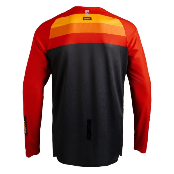 Leatt Moto 4.5 Enduro Jersey in Stripe Red, rear view showing the back and sleeve graphics