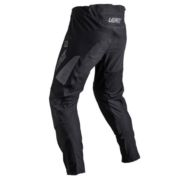 Leatt Moto 4.5 Enduro Pants in Speed Black, rear view showing the seat, knee, and lower-leg panels