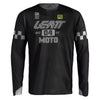 Leatt Moto 4.5 Enduro X-Flow Jersey in Speed Black, front view showing the chest and sleeve graphics
