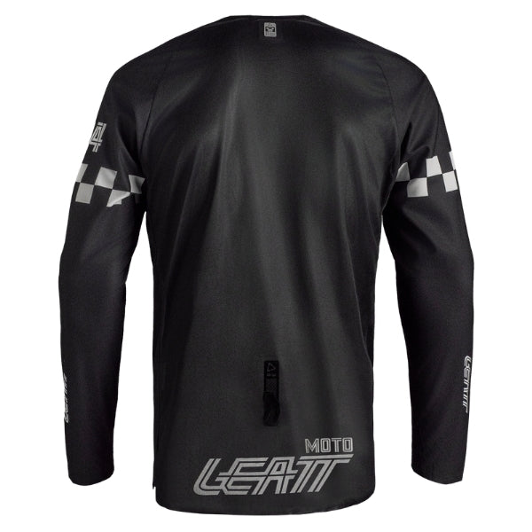 Leatt Moto 4.5 Enduro X-Flow Jersey in Speed Black, rear view showing the back and sleeve graphics