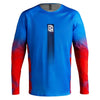Leatt Moto 5.5 UltraWeld Jersey in Fade Blue, front view showing the chest and sleeve graphics