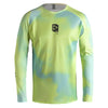 Leatt Moto 5.5 UltraWeld Jersey in Acid Yellow, front view showing the chest and sleeve graphics