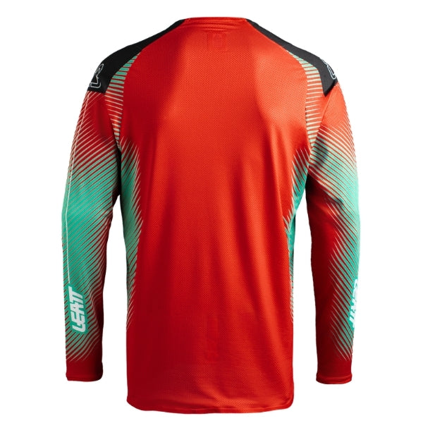 Leatt Moto 4.5 Lite Jersey in Hatchet Red, rear view showing the back and sleeve graphics