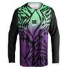 Leatt Moto 4.5 Lite Jersey in Leopard Purple, front view showing the chest and sleeve graphics