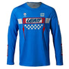 Leatt Moto 4.5 Lite Jersey in Speed Blue, front view showing the chest and sleeve graphics