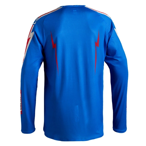 Leatt Moto 4.5 Lite Jersey in Speed Blue, rear view showing the back and sleeve graphics