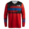 Leatt Moto 3.5 Jersey in Stripes Red, front view showing the chest and sleeve graphics