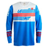 Leatt Moto 3.5 Jersey in Stripes Blue, front view showing the chest and sleeve graphics