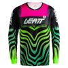 Leatt Moto 3.5 Jersey in Tiger Pink, front view showing the chest and sleeve graphics