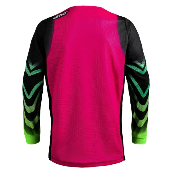 Leatt Moto 3.5 Jersey in Tiger Pink, rear view showing the back and sleeve graphics