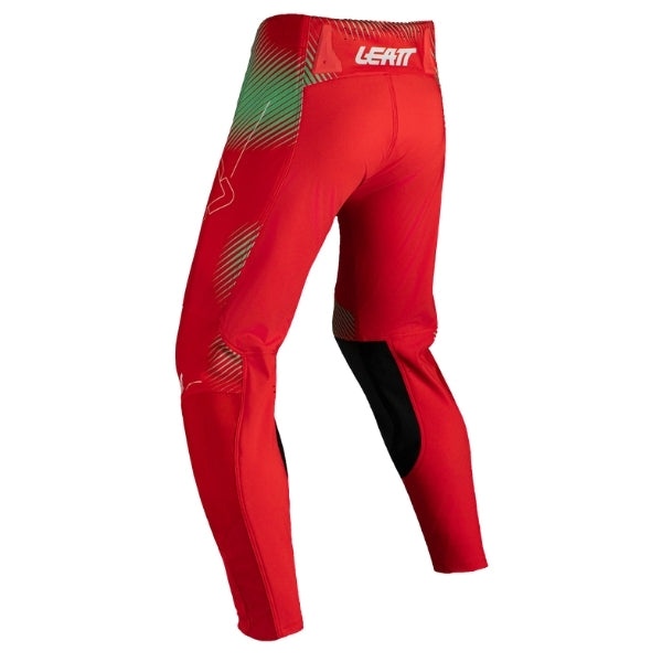 Leatt Moto 4.5 Youth pants in Hatched Red, rear view showing the seat, knee, and lower-leg panels
