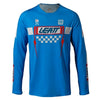 Leatt Moto 4.5 Youth jersey in Speed Blue, front view showing the chest and sleeve graphics