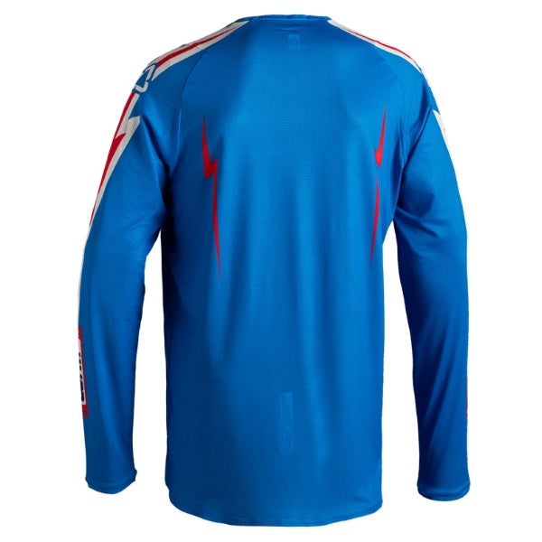 Leatt Moto 4.5 Youth jersey in Speed Blue, rear view showing the back and sleeve graphics