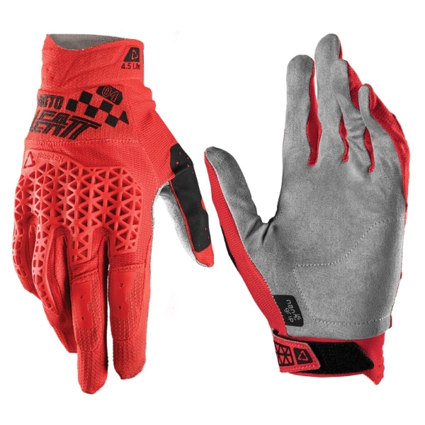 Leatt Moto 4.5 Lite Gloves in Speed Red, pair showing the back-of-hand and palm sides together