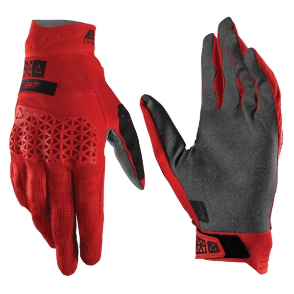 Leatt Moto 3.5 Lite Gloves in Speed Red, pair showing the back-of-hand and palm sides together