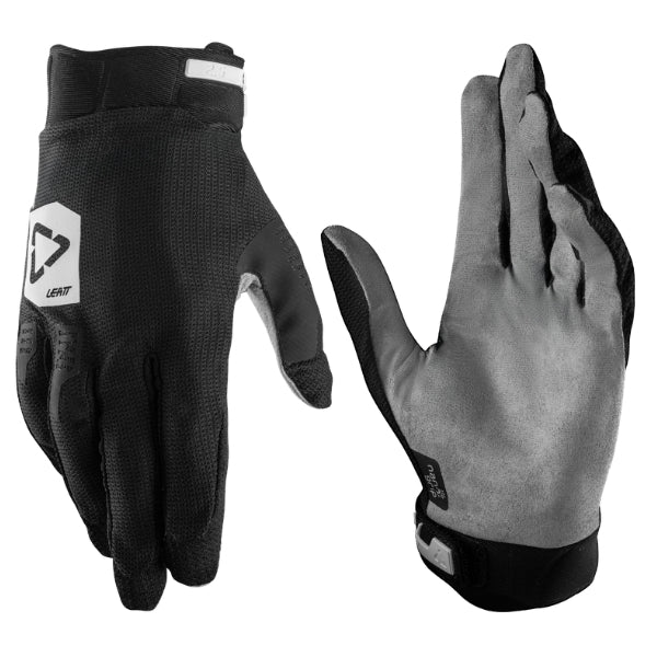 Leatt Moto 2.5 X-Flow Gloves Women's in Black, pair showing the back-of-hand and palm sides together