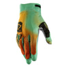 Leatt Moto 2.5 X-Flow Gloves Women's in Teal Green, back-of-hand side showing the logo and finger graphics
