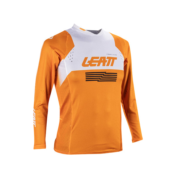 Studio product image of Leatt, V26 Moto 4.5 Jersey (Youth) in Orange, Colors: Orange, Royal Blue/Red, Stealth Black/Grey, Tiger Pink, Sizes: Y-LG, Y-MD, Y-SM, Y-XL, SKU: 5026000903