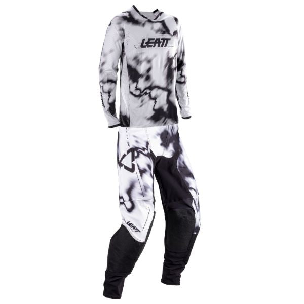 Studio photo on a white background of Leatt - V26 Moto 4.5 Lite Jersey, Pant Combo; showing fabric texture, panel layout, and graphics; SKU 1755546532