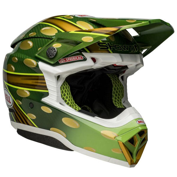 Bell Helmets Bell - Moto-10 Spherical McGrath Replica 22 Helmet off-road motocross helmet, showing aerodynamic shell design, ventilation ports, and secure retention system built for rider comfort and protection. SKU 07144732.