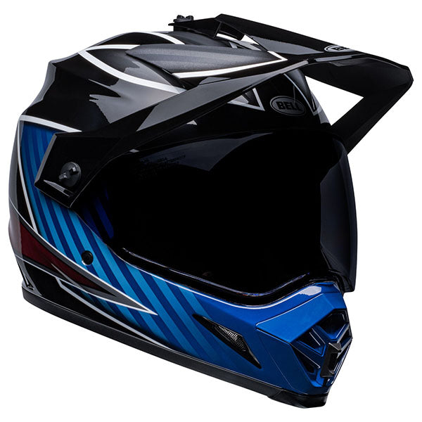 Bell Helmets Bell - MX-9 Adventure MIPS Dalton Helmet off-road motocross helmet, angled view, showing aerodynamic shell design, ventilation ports, and secure retention system built for rider comfort and protection. SKU 07136374.