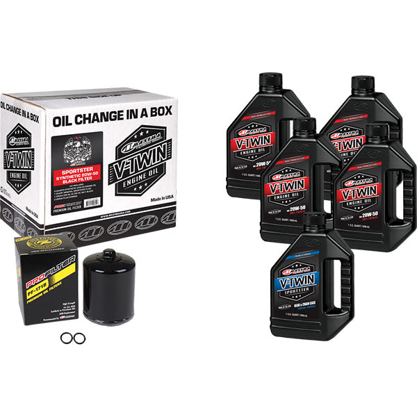 Maxima - Sportster V-Twin Synthetic 20W-50 Oil Change Kit