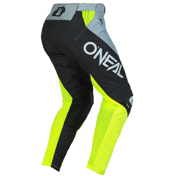 Studio photo showcasing O'Neal, Mayhem Hexx V.23 Pants, SKU M022-340, color options Red/Black, Blue/Orange, Grey/Neon, Black/White, sizes 28–42