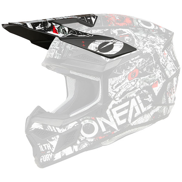 High-resolution studio image of O'Neal, 3 Series Attack V.25 Visor, Helmet Visor, SKU 0625-370, color options Black/White