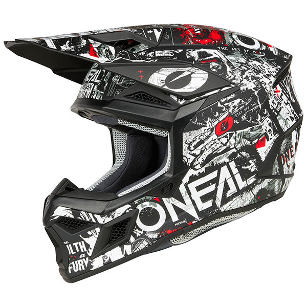 Detailed studio photograph of O'Neal, 3 Series Attack V.25 Helmet, SKU 0625-371, color options Black/White, sizes XS–2X