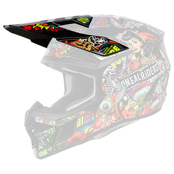 Studio photo showcasing O'Neal, 3 Series Crank V.25 Visor, Helmet Visor, SKU 0625-150, color options Multi
