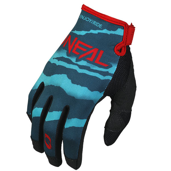Studio photo showcasing O'Neal, Mayhem Wild V.25 Glove, Offroad Gloves, SKU M031-008, color options Blue/Red, sizes XL–2X