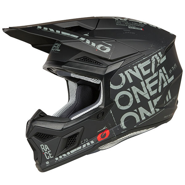 Clean studio photo on a white background of O'Neal, 3 Series Static V.25 Helmet, SKU 0625-471, color options Black/Grey, sizes XS–2X