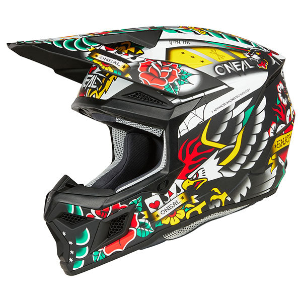 Detailed studio photograph of O'Neal, 3 Series Inked V.25 Helmet, SKU 0625-331, color options Multi, sizes XS–2X